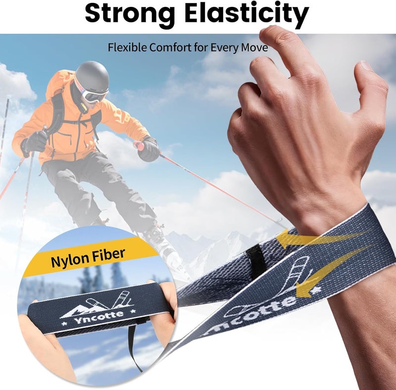 Yncotte Glove Leash, 2 Pairs Ski Glove Wrist Straps Elastic Handcuff Leashes for Skiing Snowboarding Accessories, Adjustable Anti-Loss Hanging Glove Straps - Image 3